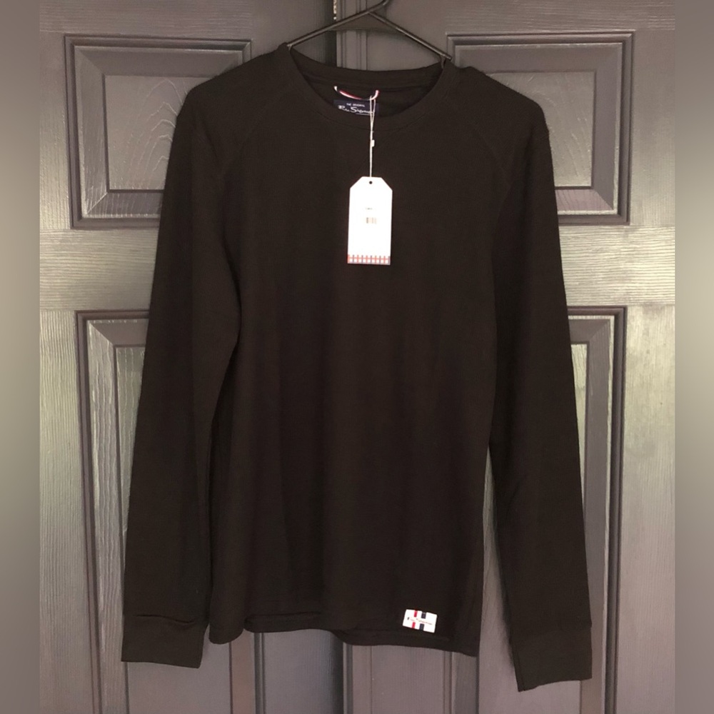 Ben Sherman Men’s Small Waffle Knit Shirt Loungewear Black NWT